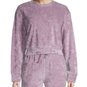 Noize Tabitha Velour Cropped Mauve Pink Sweatshirt